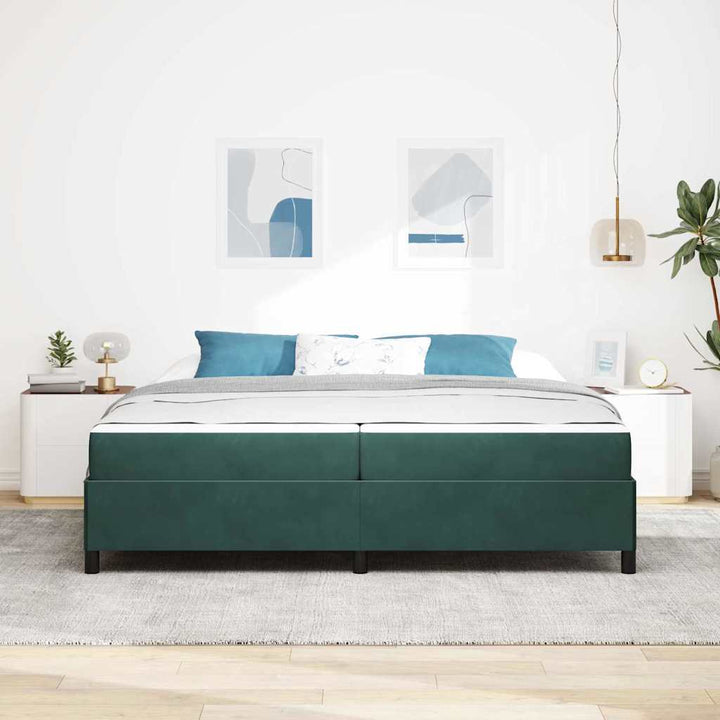 Sengestel med madras Mørkegrøn 200 x 200 cm Stof