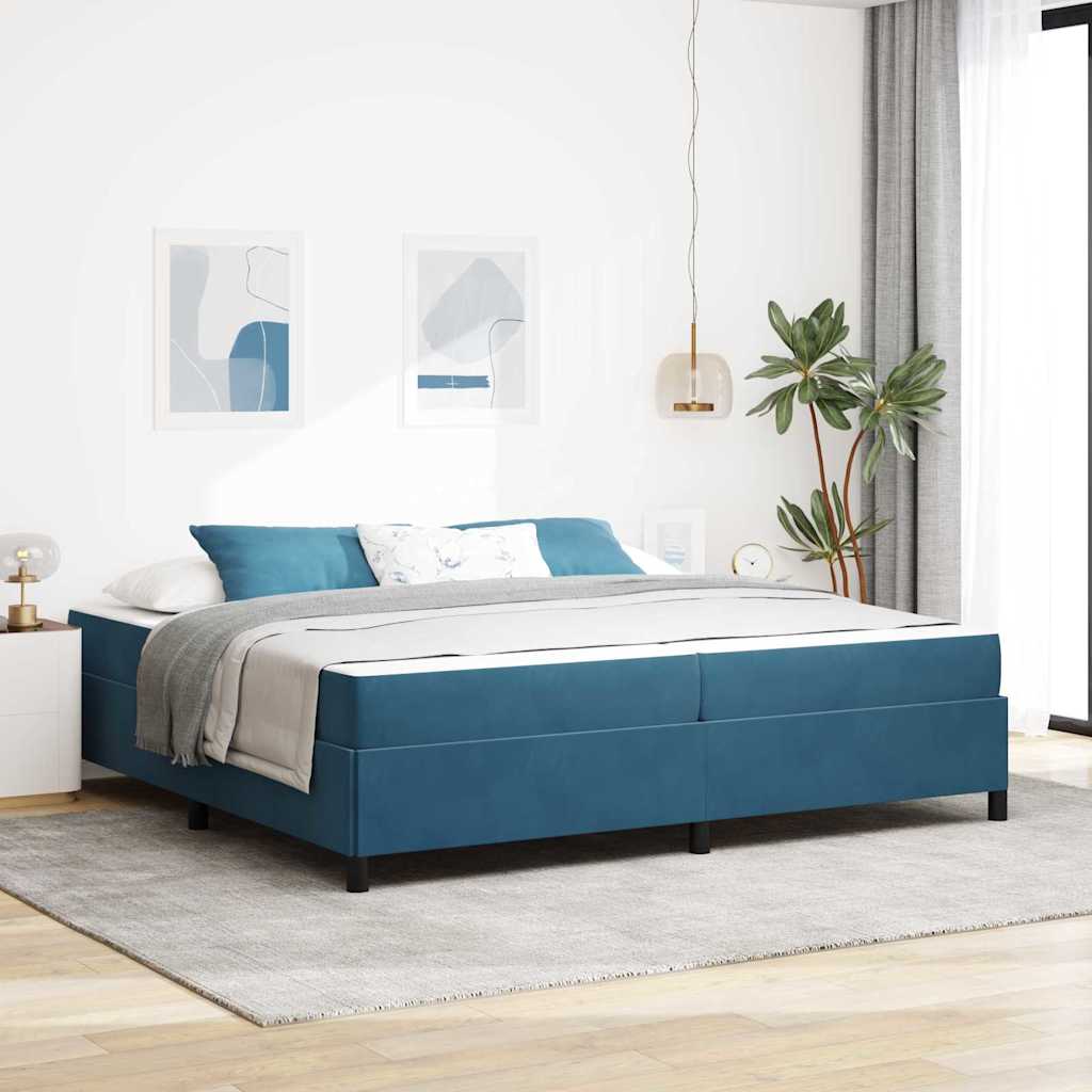 Sengestel med madras Mørk blå 200 x 200 cm Stof