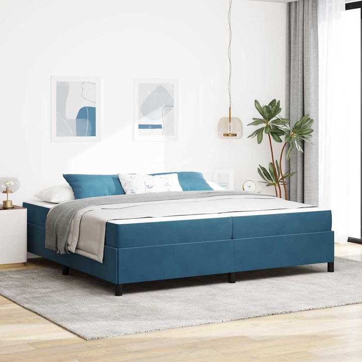 Sengestel med madras Mørk blå 200 x 200 cm Stof