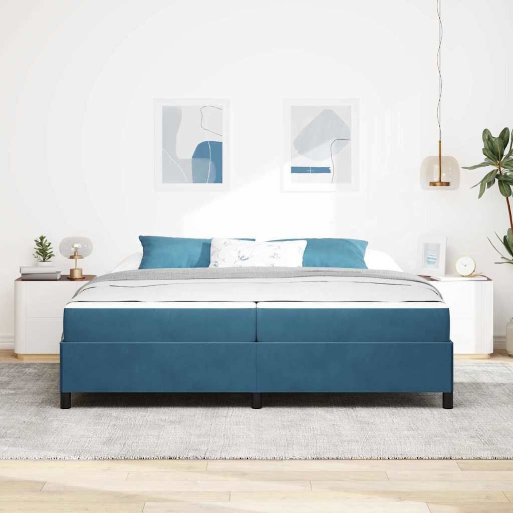 Sengestel med madras Mørk blå 200 x 200 cm Stof