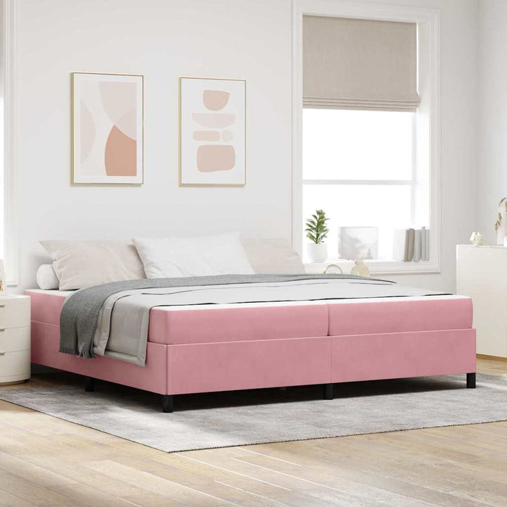 Sengestel med madras Lyserød 200 x 200 cm Stof