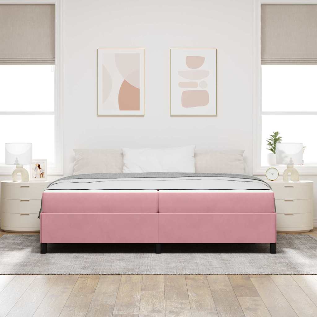 Sengestel med madras Lyserød 200 x 200 cm Stof