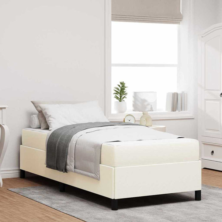 Sengestel med madras Creme 90 x 190 cm Stof