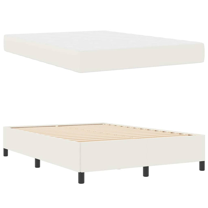 Sengestel med madras Creme 140 x 190 cm Stof