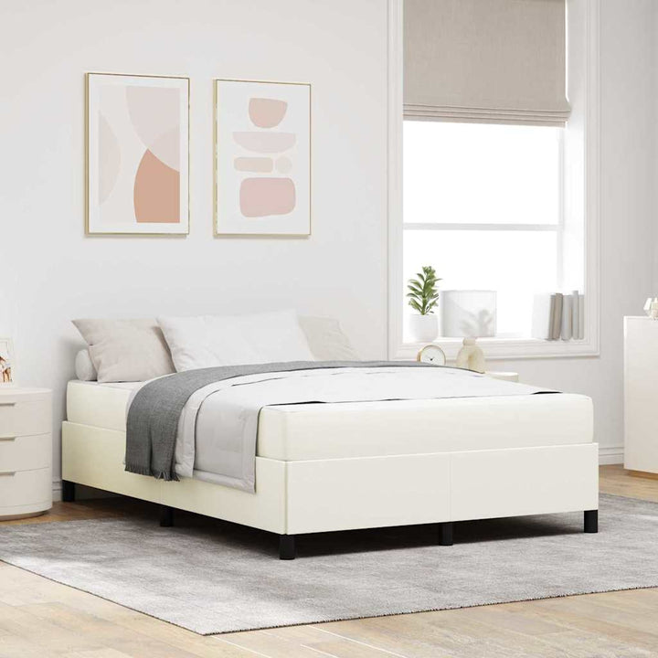 Sengestel med madras Creme 140 x 200 cm Stof