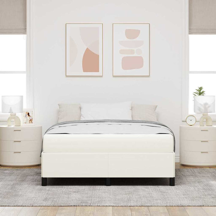 Sengestel med madras Creme 140 x 200 cm Stof