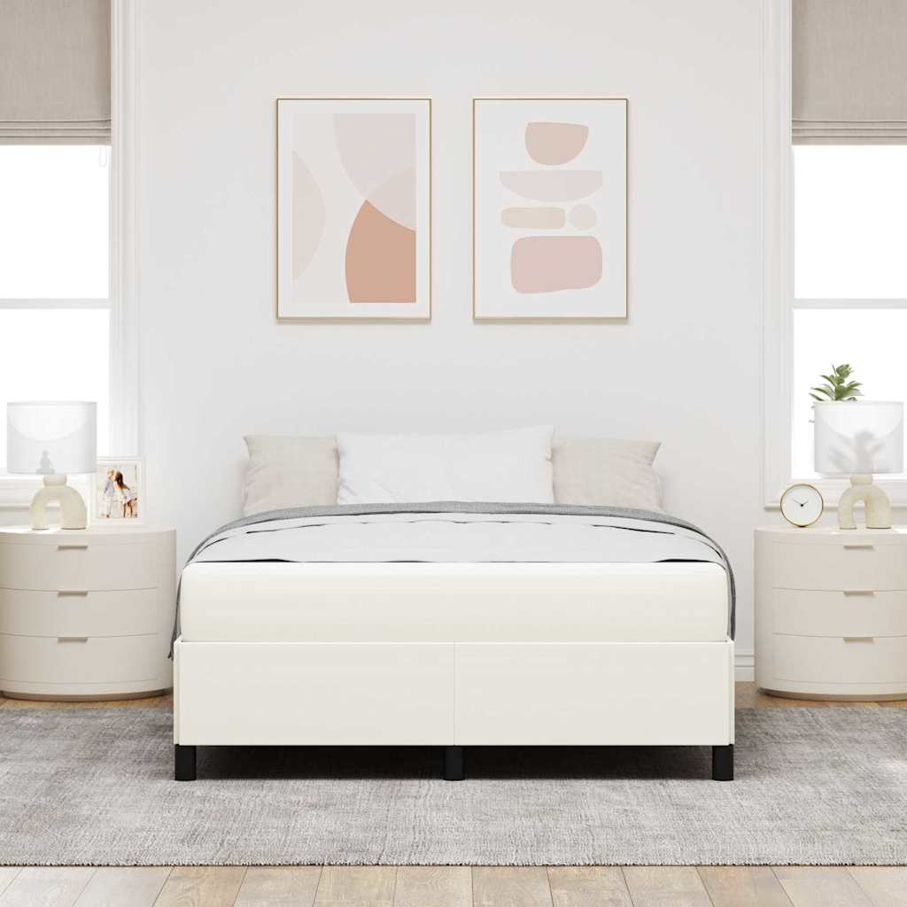 Sengestel med madras Creme 160 x 200 cm Stof