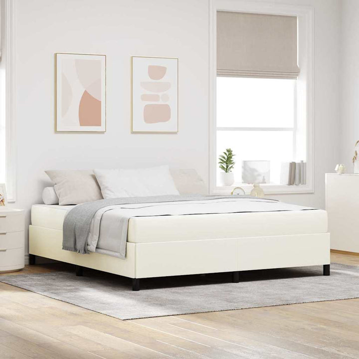 Sengestel med madras Creme 180 x 200 cm Stof
