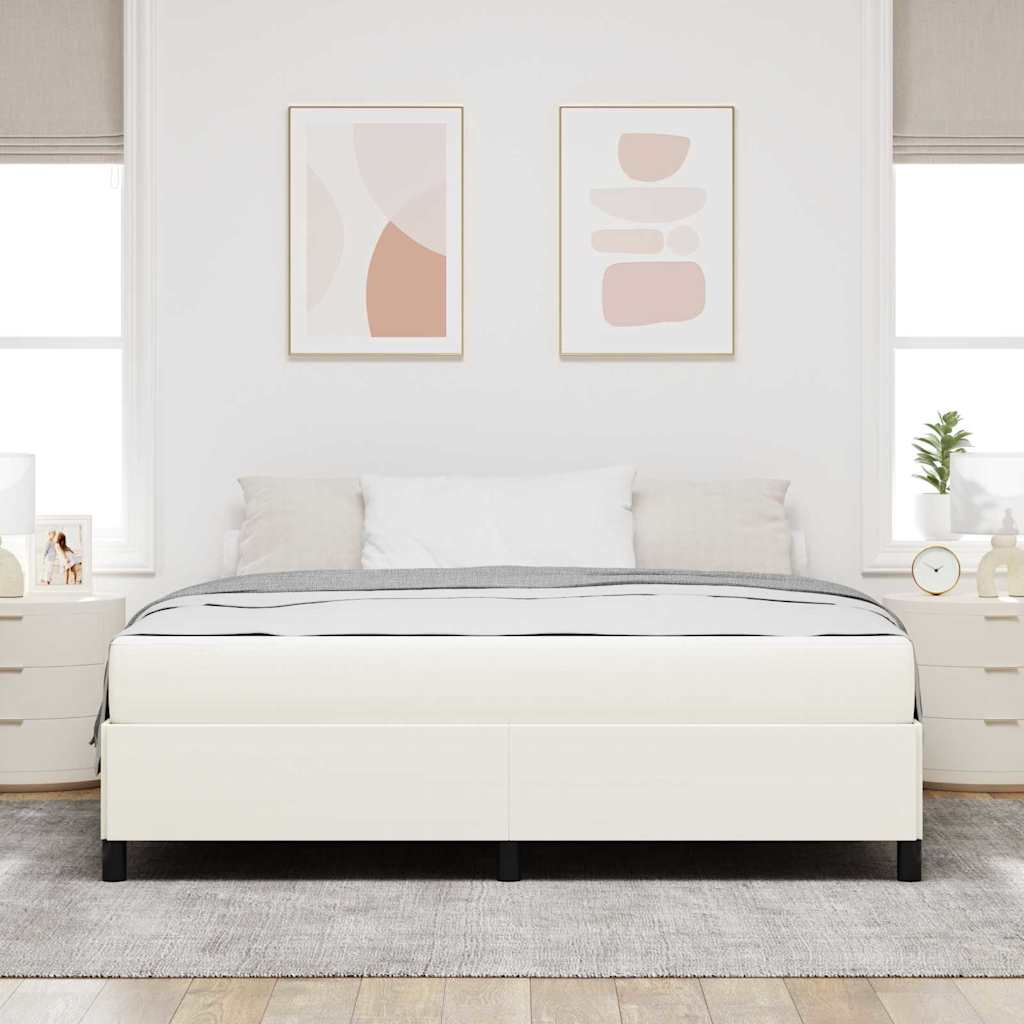 Sengestel med madras Creme 180 x 200 cm Stof