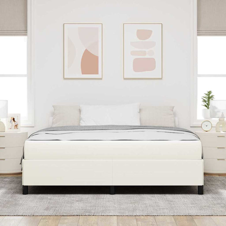 Sengestel med madras Creme 180 x 200 cm Stof
