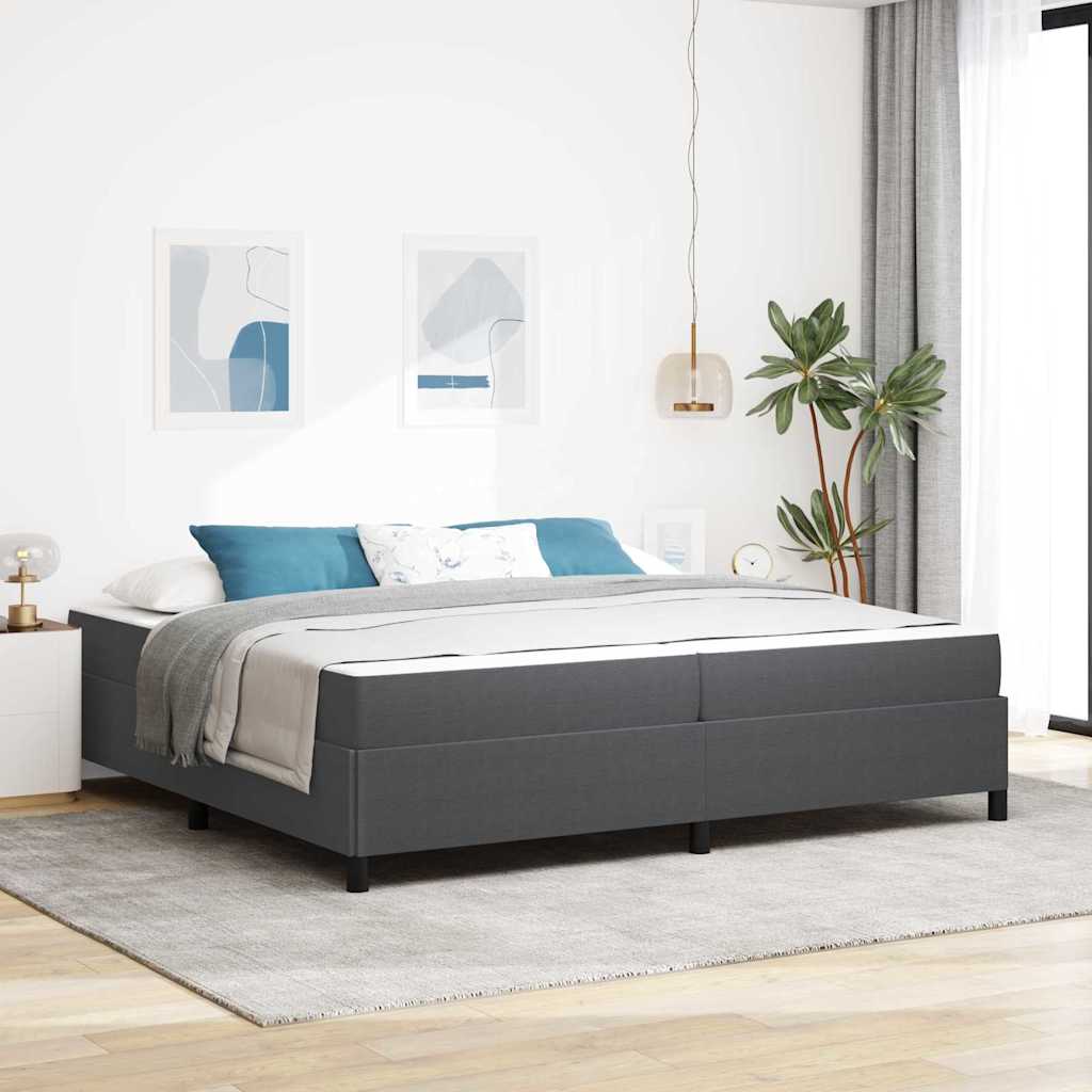 Sengestel med madras Mørkegrå 200 x 200 cm Stof