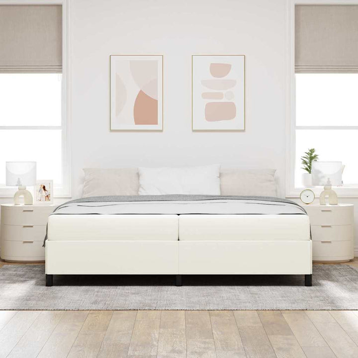Sengestel med madras Creme 200 x 200 cm Stof