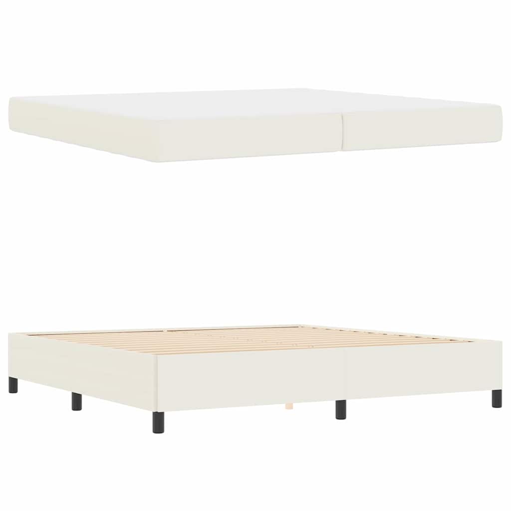 Sengestel med madras Creme 200 x 200 cm Stof