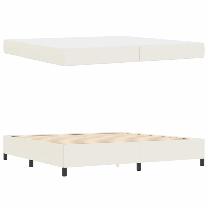 Sengestel med madras Creme 200 x 200 cm Stof