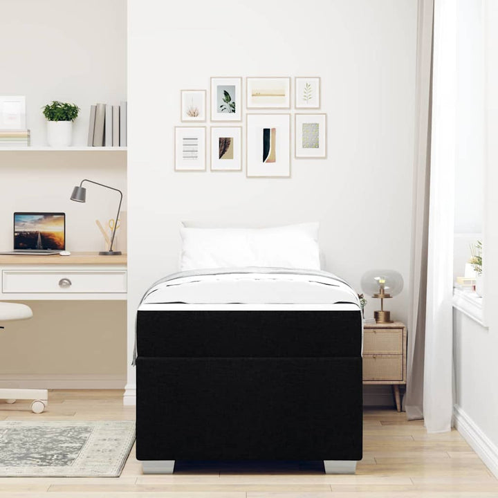 Sengestel med madras Sort 90 x 190 cm Stof