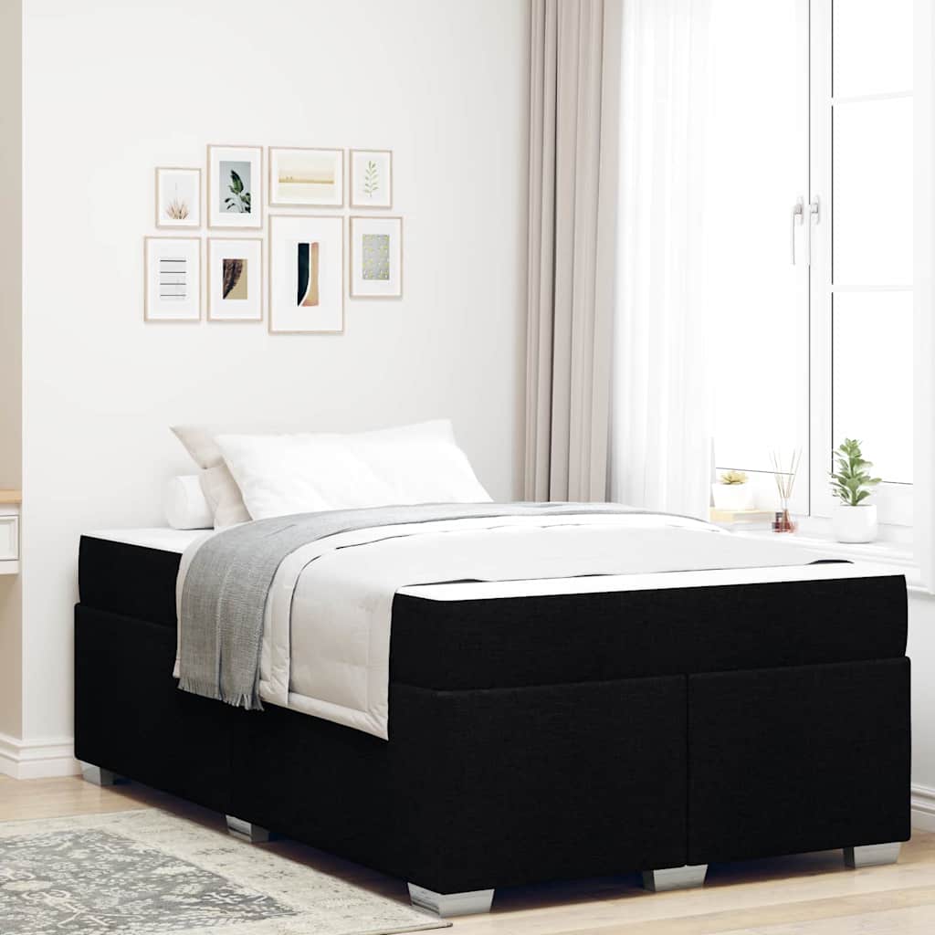 Sengestel med madras Sort 120 x 200 cm Stof