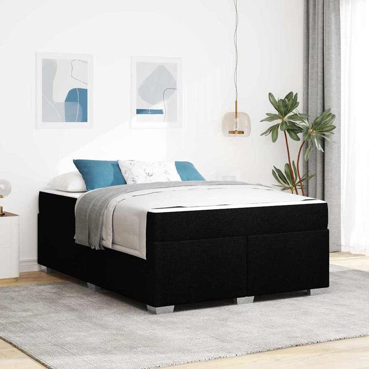 Sengestel med madras Sort 140 x 200 cm Stof
