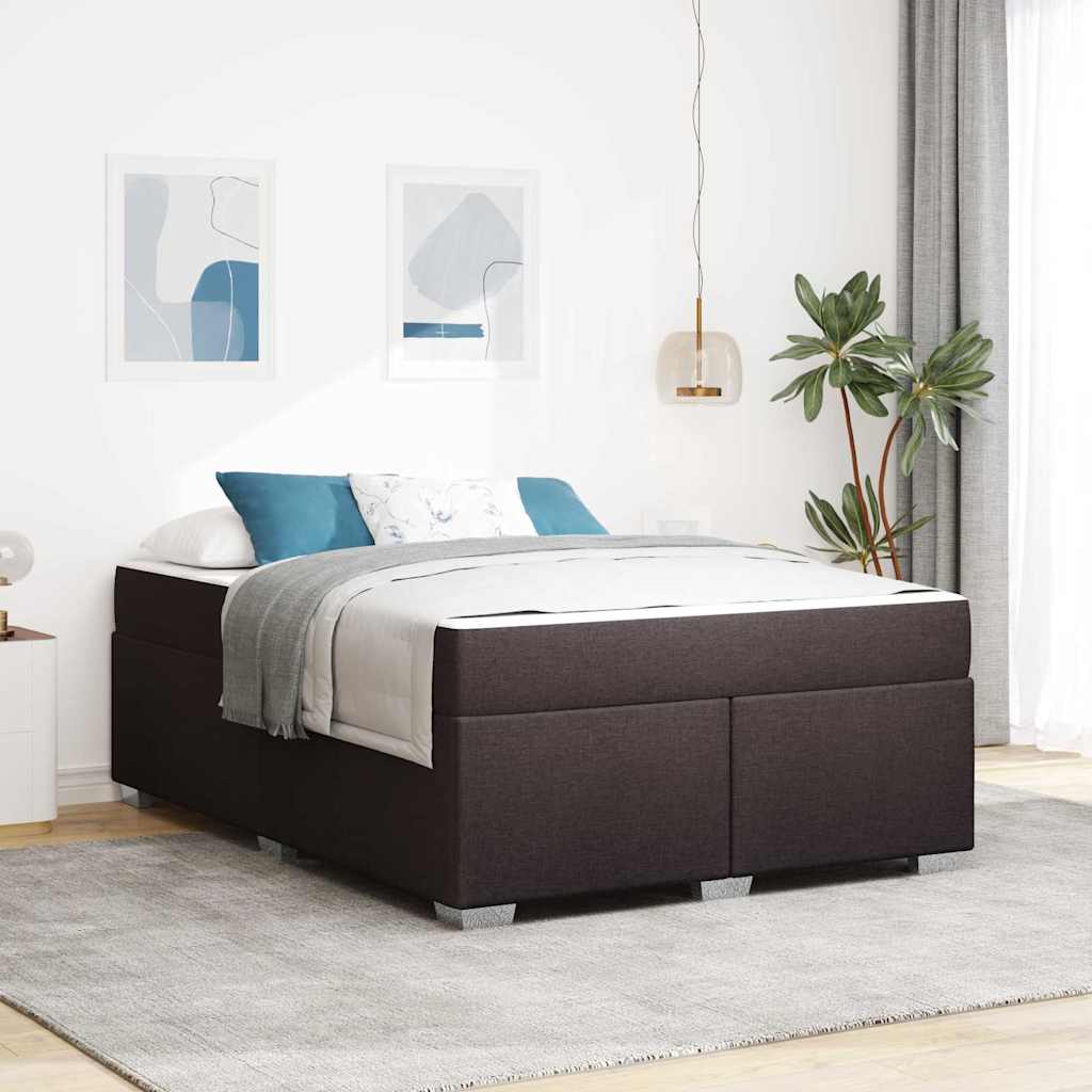 Sengestel med madras Mørk Brun 140 x 200 cm Stof