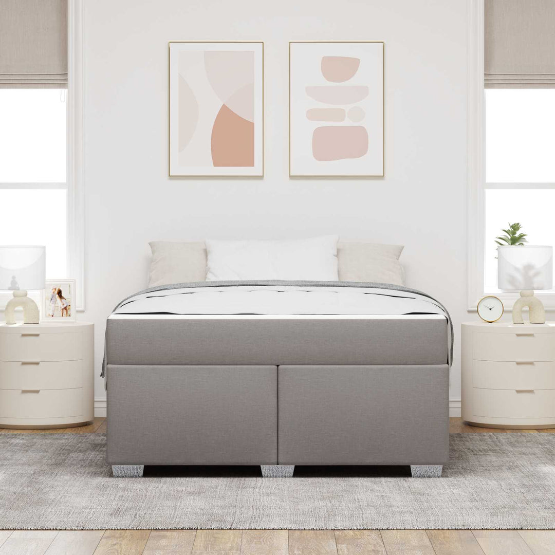 Sengestel med madras Gråbrun 140 x 200 cm Stof