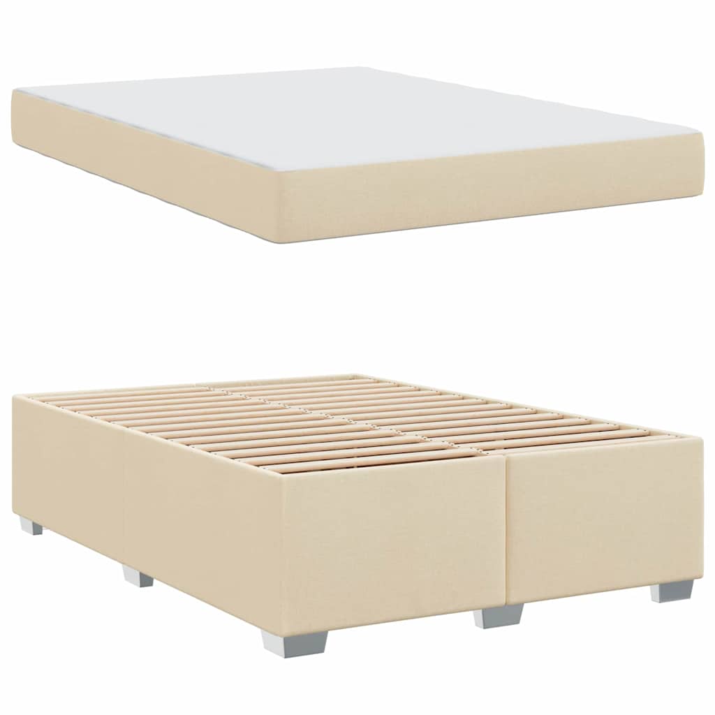 Sengestel med madras Creme 140 x 200 cm Stof