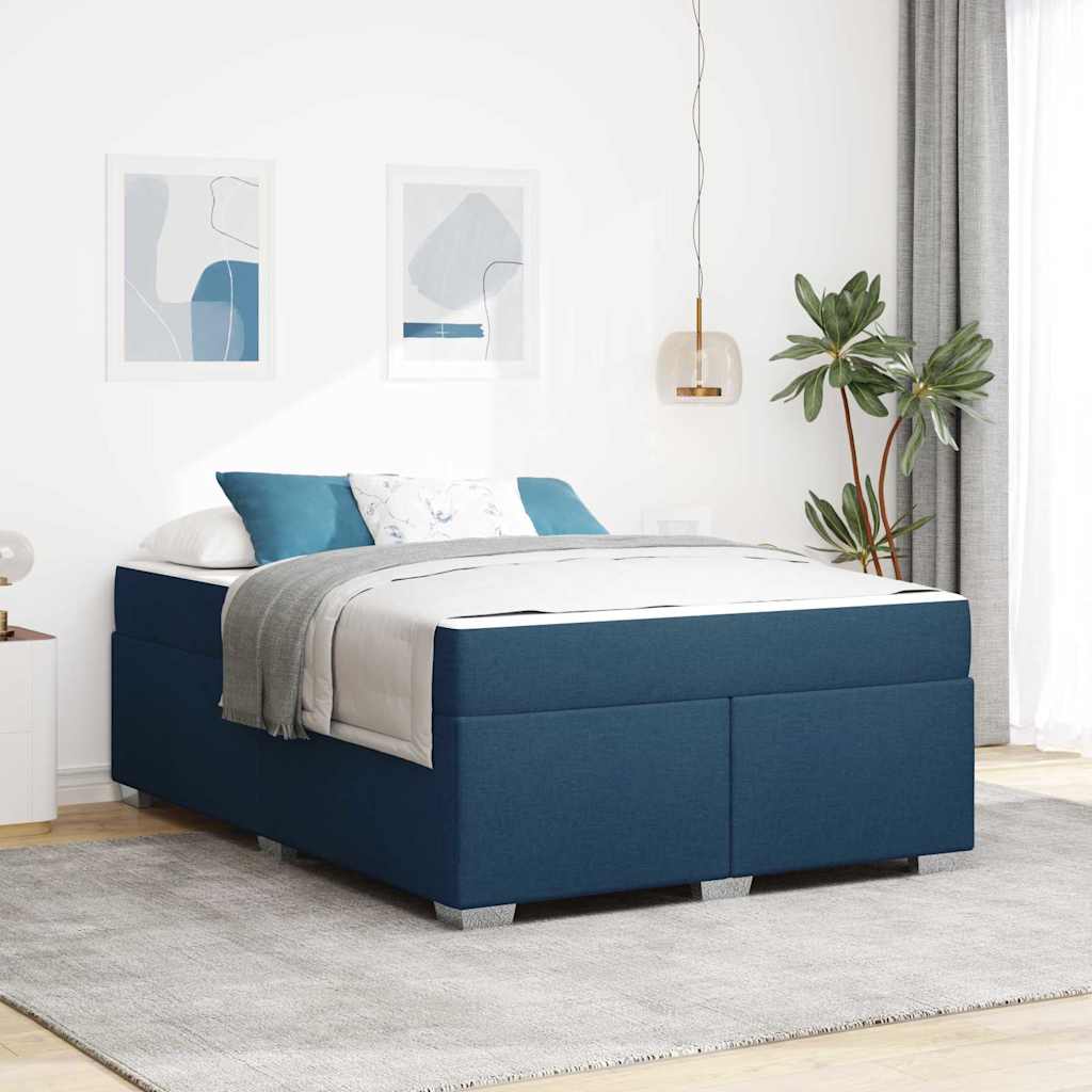 Sengestel med madras Blå 160 x 200 cm Stof
