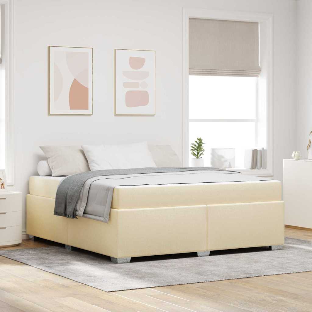 Sengestel med madras Creme 180 x 200 cm Stof