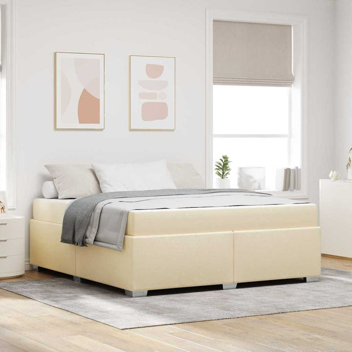 Sengestel med madras Creme 180 x 200 cm Stof