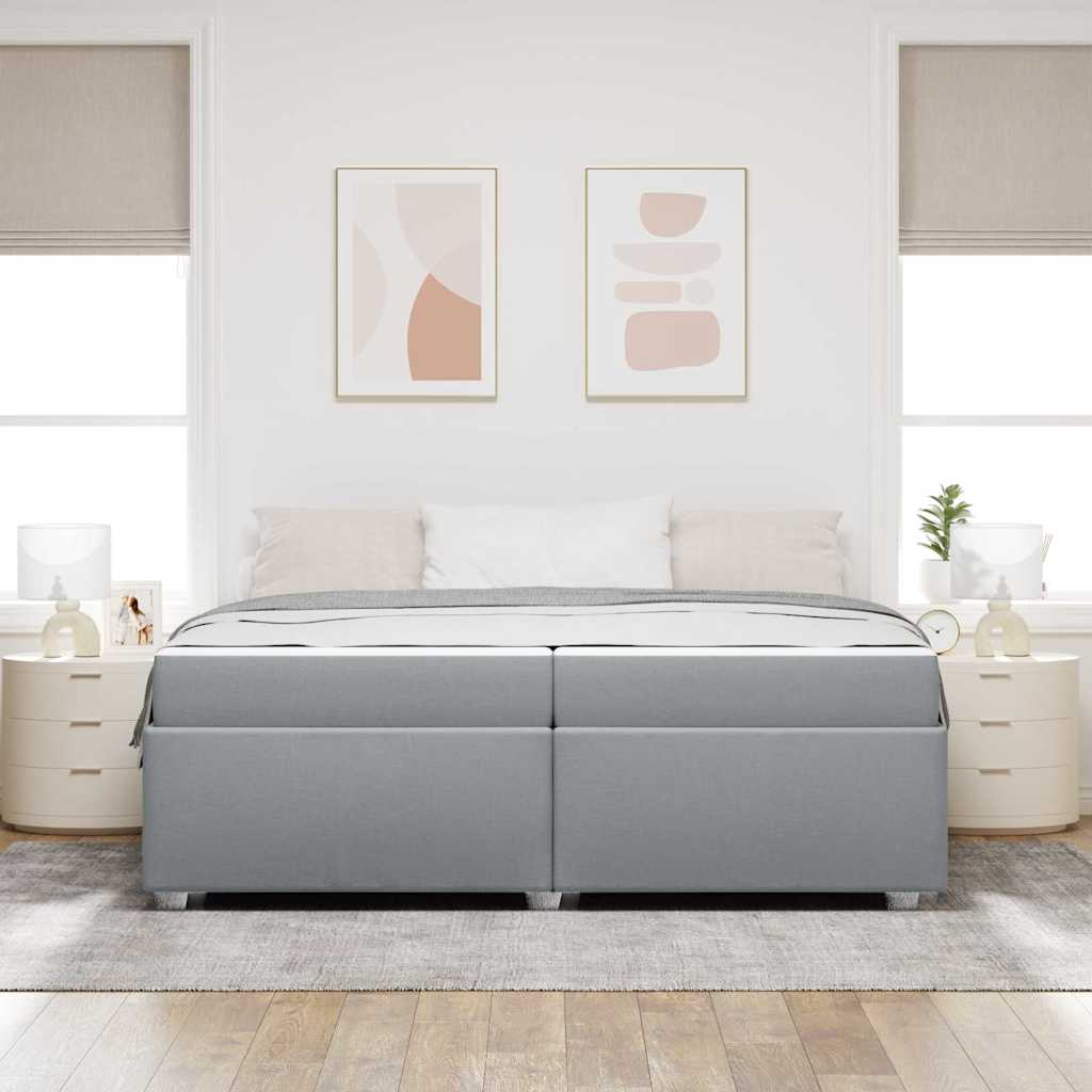 Sengestel med madras Lysegrå 200 x 200 cm Stof