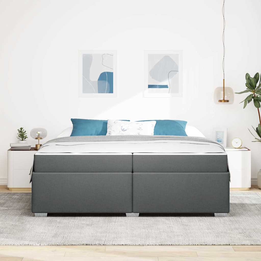 Sengestel med madras Mørkegrå 200 x 200 cm Stof