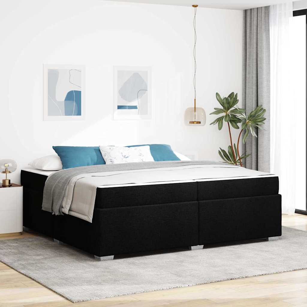 Sengestel med madras Sort 200 x 200 cm Stof