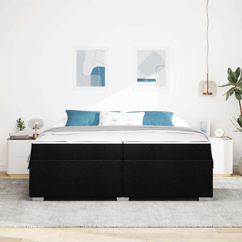 Sengestel med madras Sort 200 x 200 cm Stof