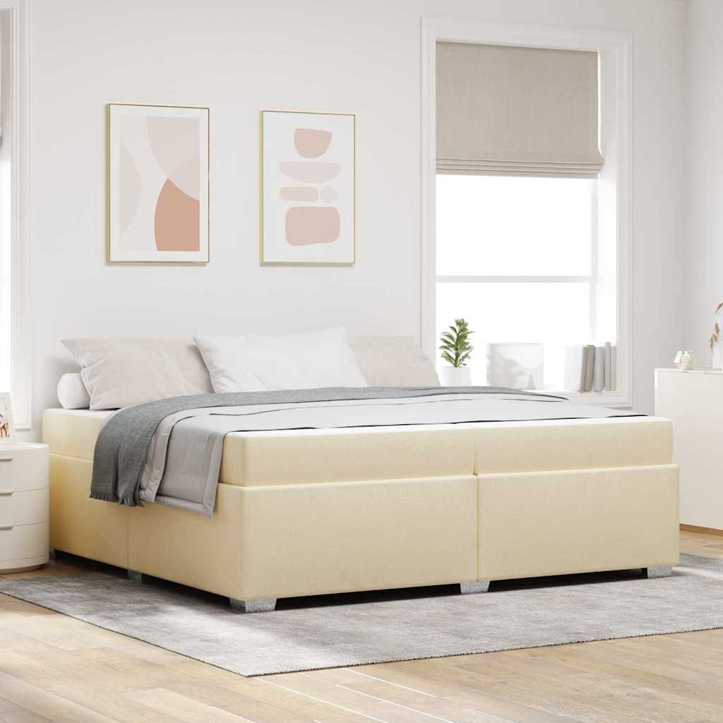 Sengestel med madras Creme 200 x 200 cm Stof
