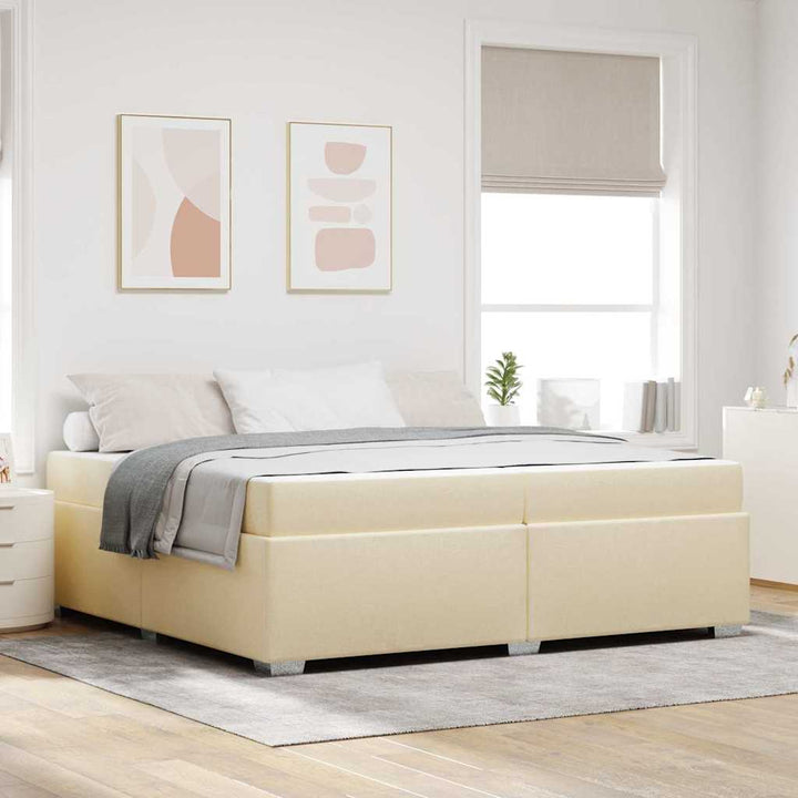 Sengestel med madras Creme 200 x 200 cm Stof
