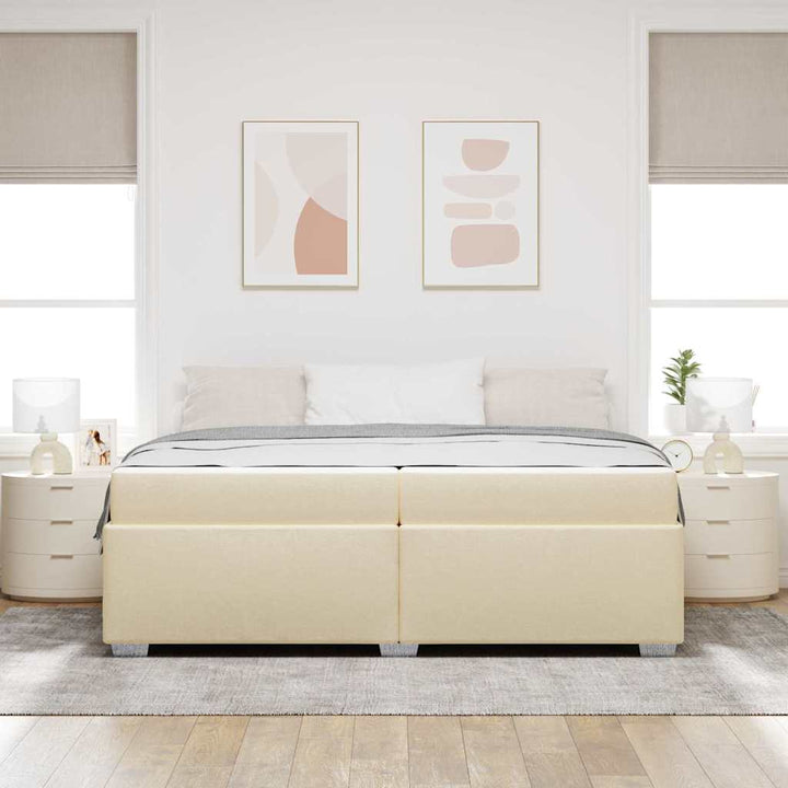 Sengestel med madras Creme 200 x 200 cm Stof