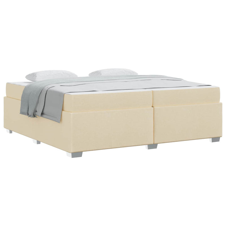 Sengestel med madras Creme 200 x 200 cm Stof