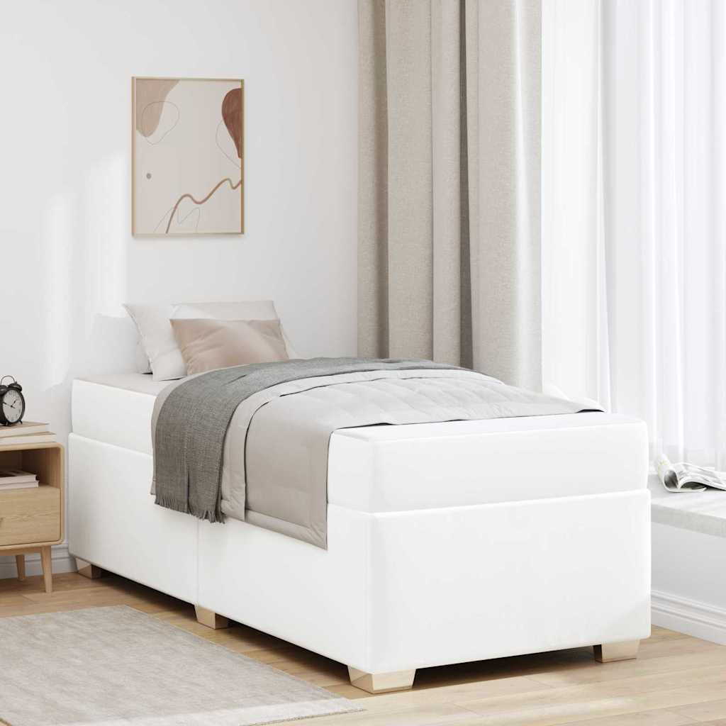 Sengestel med madras Hvid 90 x 200 cm Stof