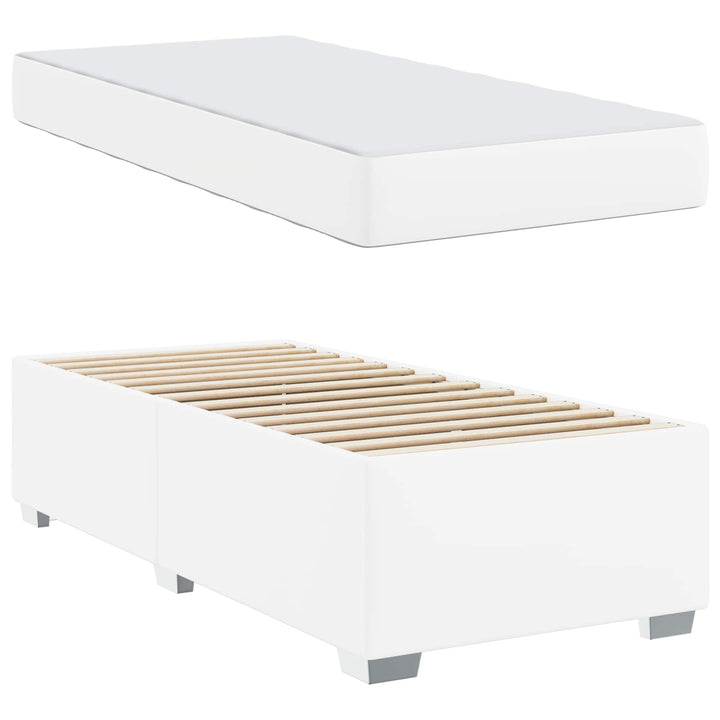 Sengestel med madras Hvid 100 x 200 cm Stof