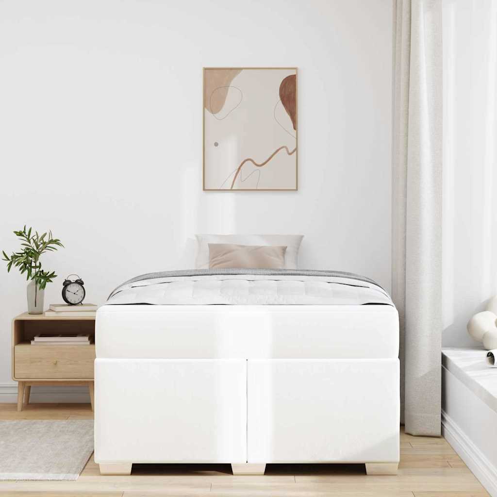 Sengestel med madras Hvid 120 x 200 cm Stof
