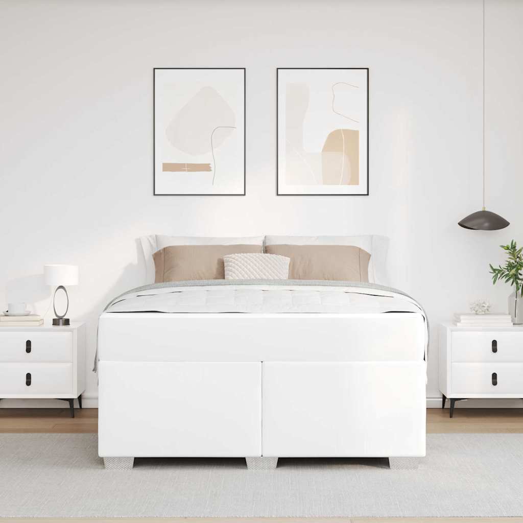 Sengestel med madras Hvid 140 x 200 cm Stof