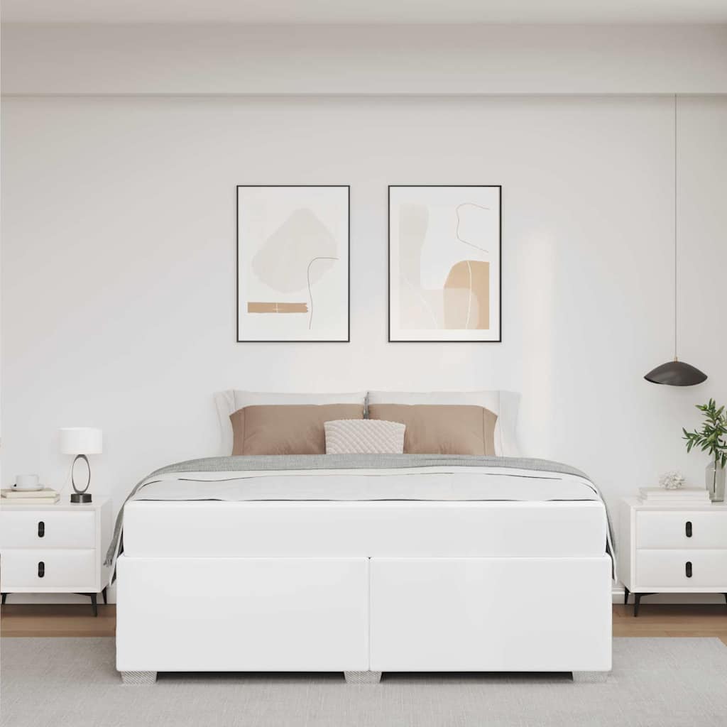 Sengestel med madras Hvid 160 x 200 cm Stof