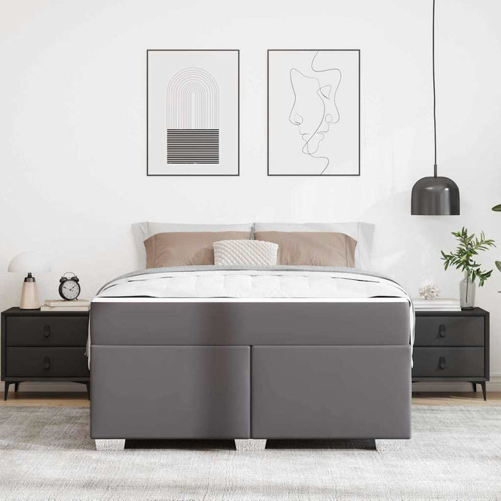 Sengestel med madras Grå 160 x 200 cm Stof