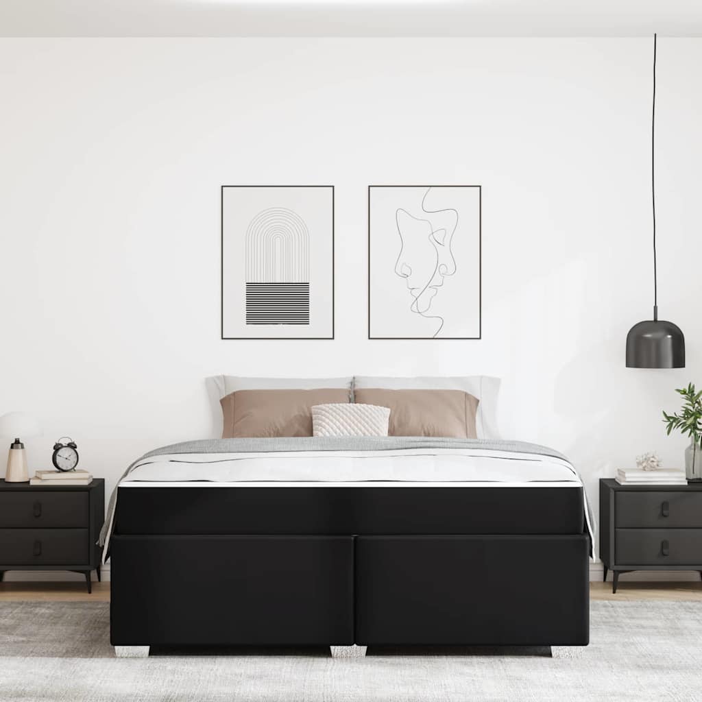 Sengestel med madras Sort 180 x 200 cm Stof