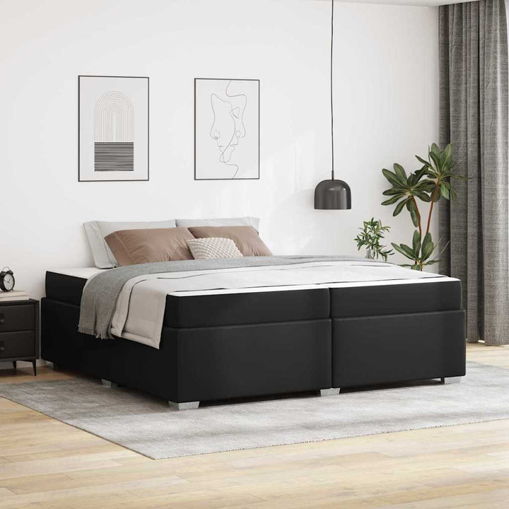 Sengestel med madras Sort 200 x 200 cm Stof