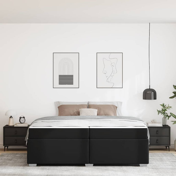 Sengestel med madras Sort 200 x 200 cm Stof