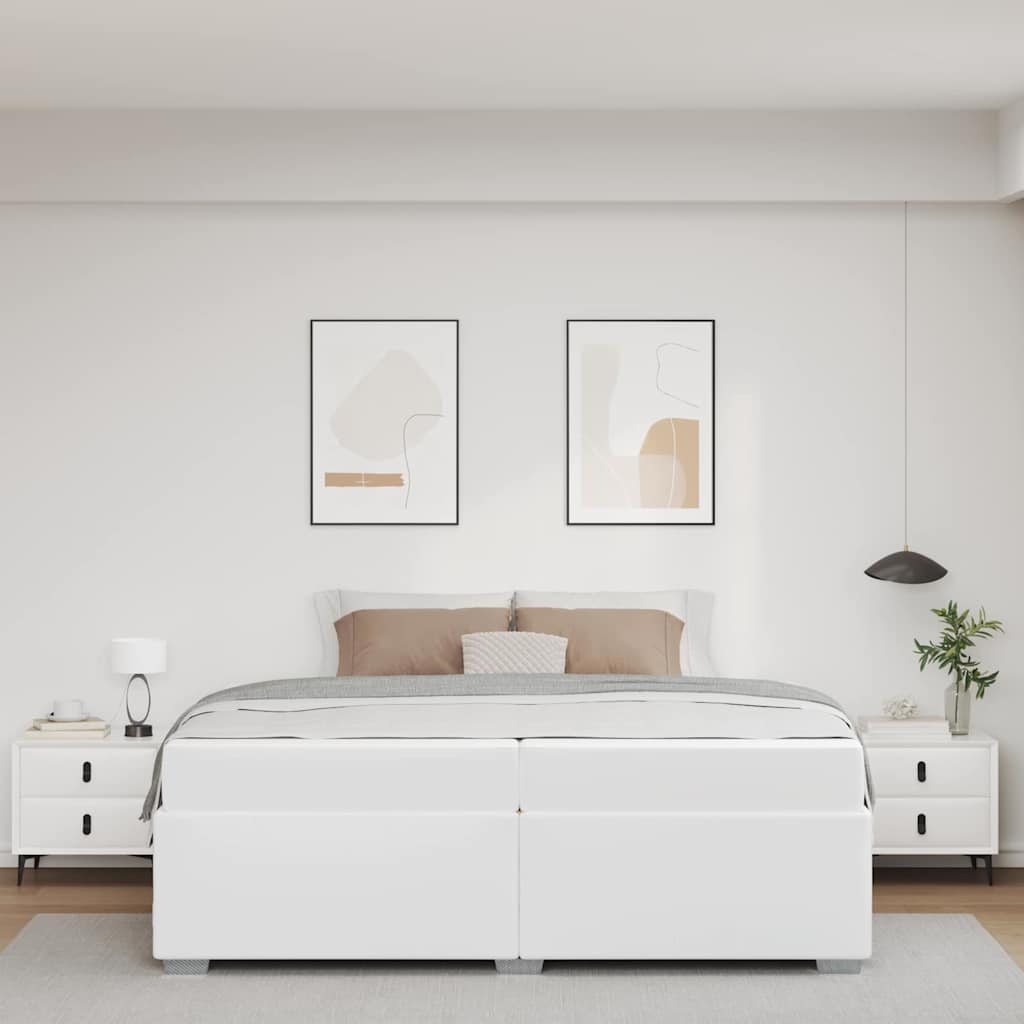 Sengestel med madras Hvid 200 x 200 cm Stof