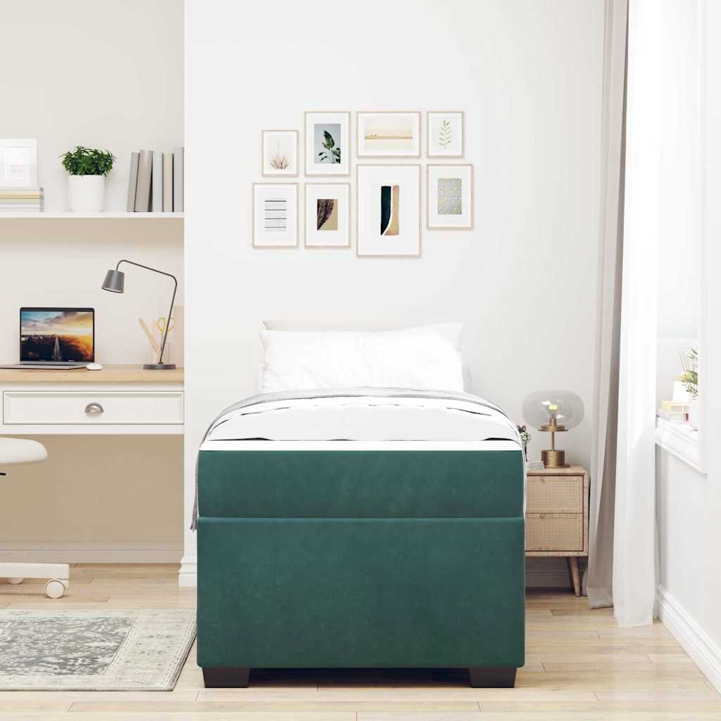 Sengestel med madras Mørkegrøn 90 x 200 cm Stof