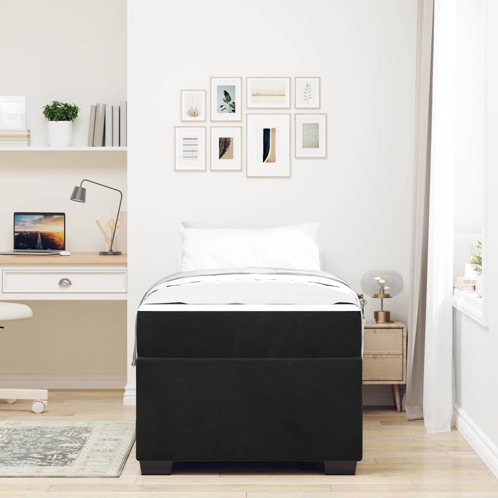 Sengestel med madras Sort 100 x 200 cm Stof