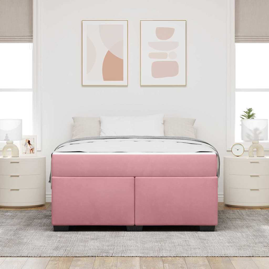 Sengestel med madras Lyserød 140 x 200 cm Stof