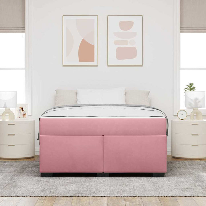 Sengestel med madras Lyserød 140 x 200 cm Stof