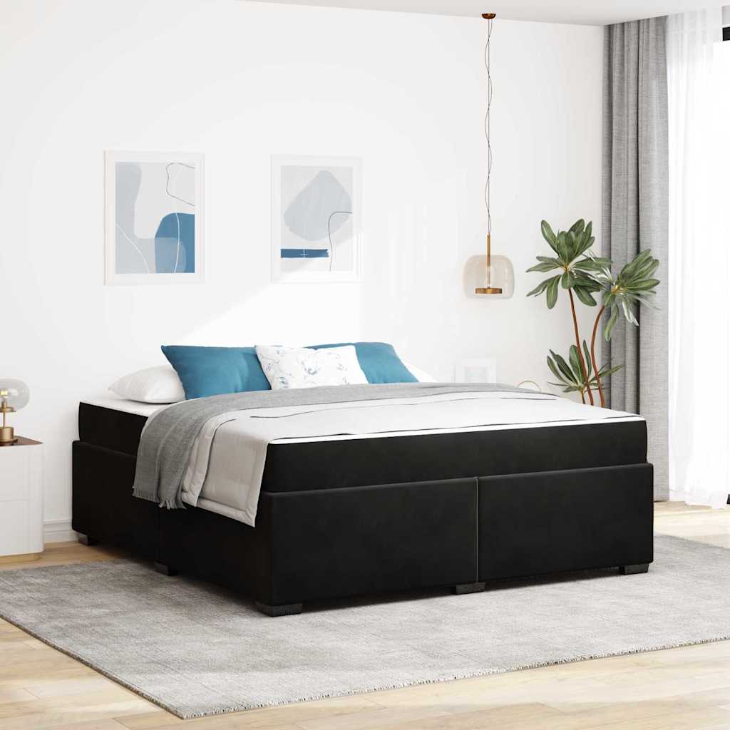 Sengestel med madras Sort 180 x 200 cm Stof